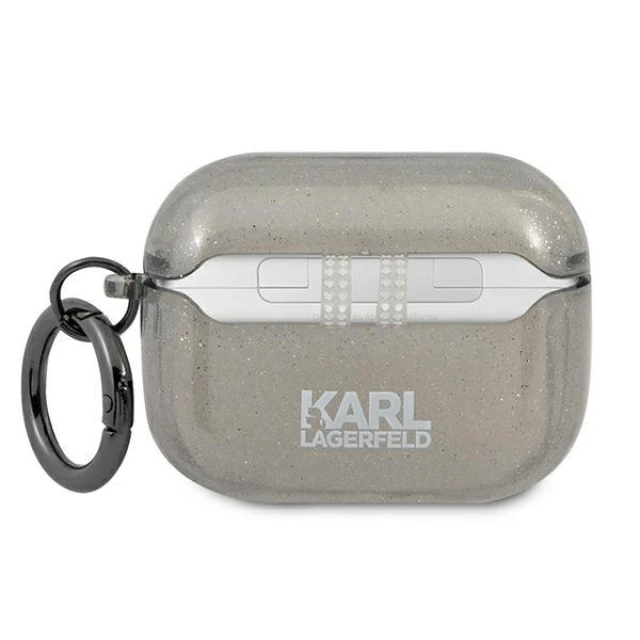 Чохол Karl Lagerfeld Glitter Karl's Head для AirPods Pro Black (KLAPUKHGK)