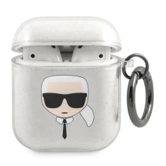Чохол Karl Lagerfeld Glitter Karl's Head для AirPods 2/1 Silver (KLA2UKHGS)