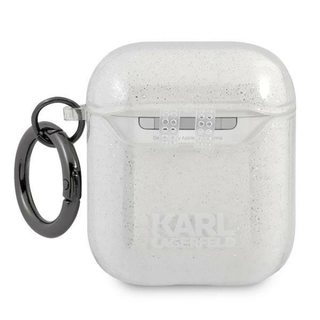 Чохол Karl Lagerfeld Glitter Karl's Head для AirPods 2/1 Silver (KLA2UKHGS)