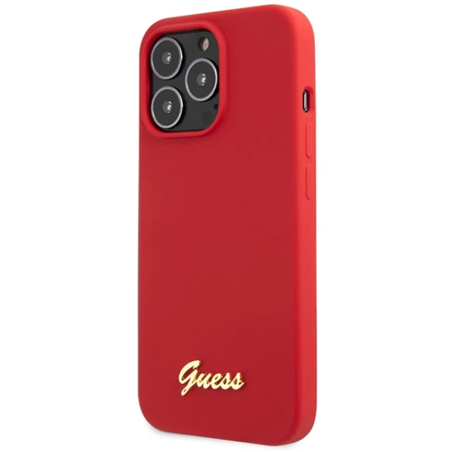 Чохол Guess Silicone Script Gold Logo для iPhone 13 Pro Max Burgundy (GUHCP13XLSLMGRE)