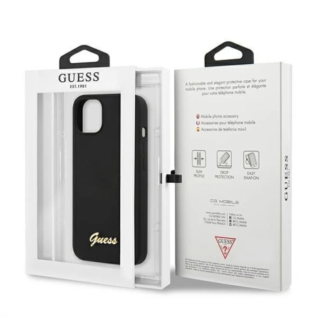 Чохол Guess Silicone Script Logo для iPhone 13 Black (GUHMP13MLSLMGBK)