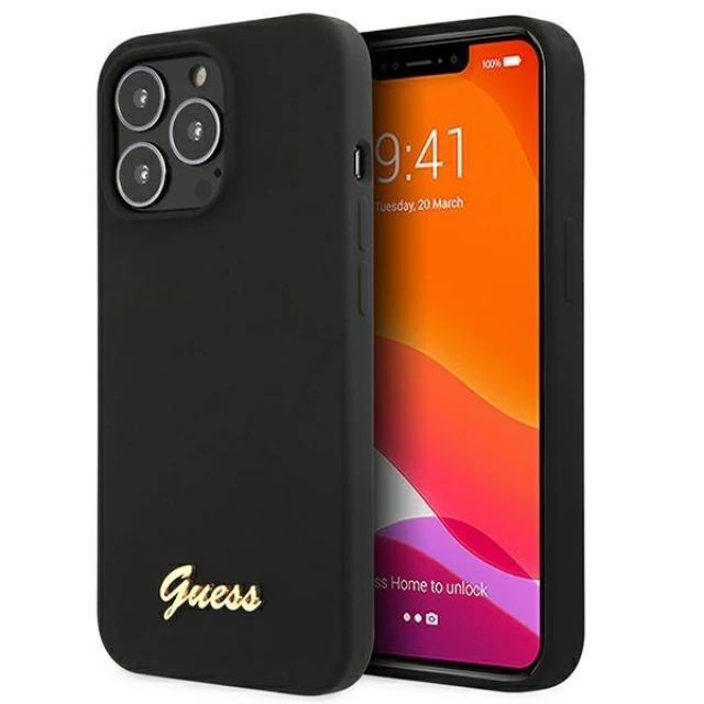 Чохол Guess Silicone Script Logo для iPhone 13 Pro Max Black (GUHMP13XLSLMGBK)