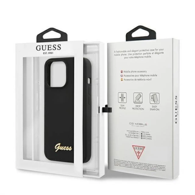 Чохол Guess Silicone Script Logo для iPhone 13 Pro Max Black (GUHMP13XLSLMGBK)