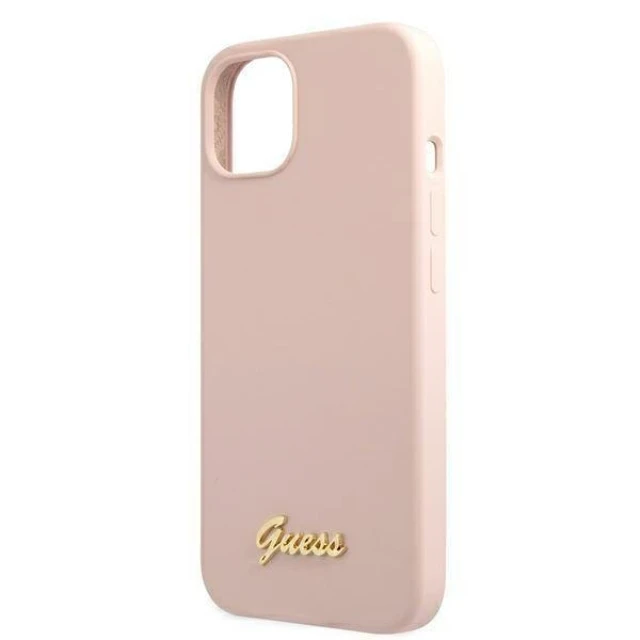 Чохол Guess Silicone Script Logo для iPhone 13 Pink with MagSafe (GUHMP13MLSLMGLP)