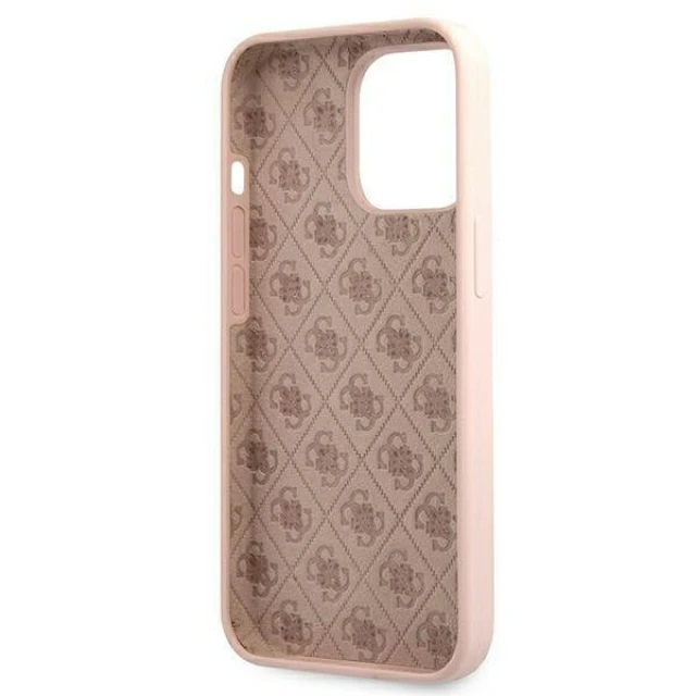 Чохол Guess Silicone Script Logo для iPhone 13 Pro Pink with MagSafe (GUHMP13LLSLMGLP)