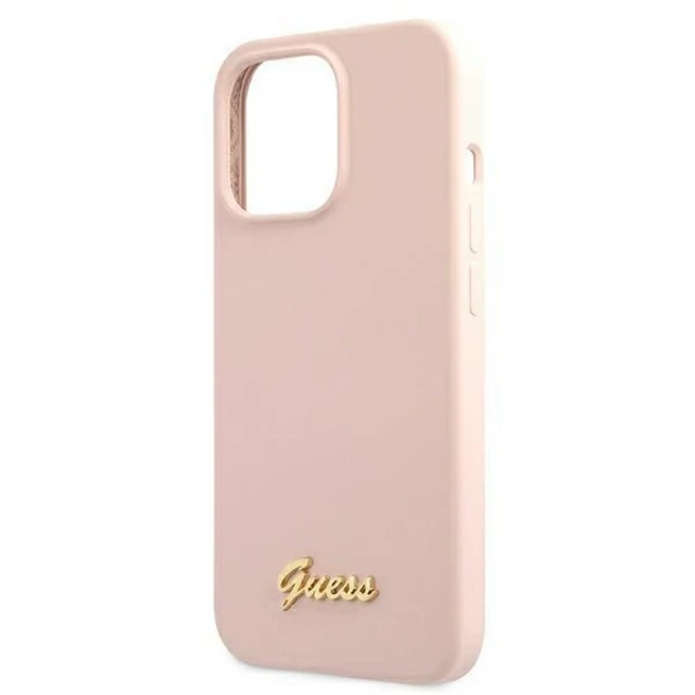 Чехол Guess Silicone Script Logo для iPhone 13 Pro Max Pink with MagSafe (GUHMP13XLSLMGLP)