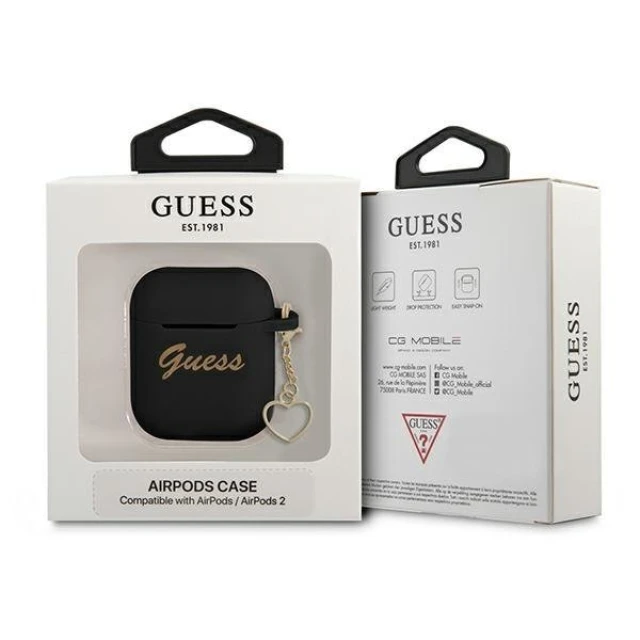 Чохол Guess Silicone Charm Collection для AirPods 2/1 Black (GUA2LSCHSK)