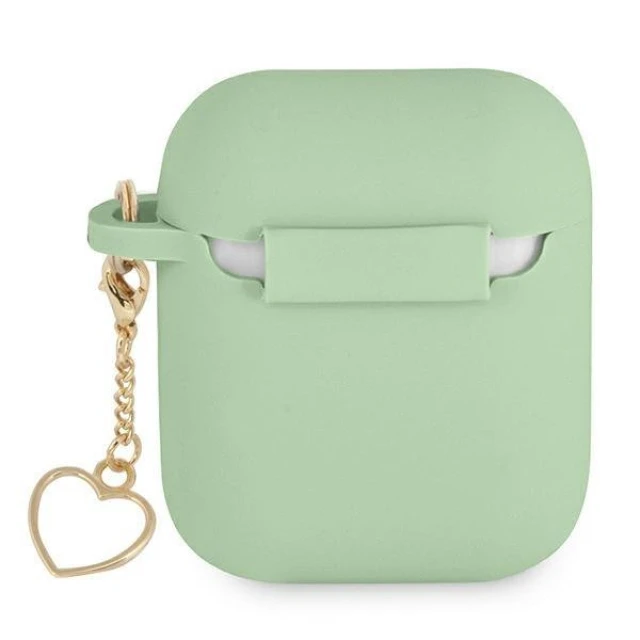 Чохол для навушників Guess Silicone Charm Heart Collection для AirPods Green (GUA2LSCHSN)