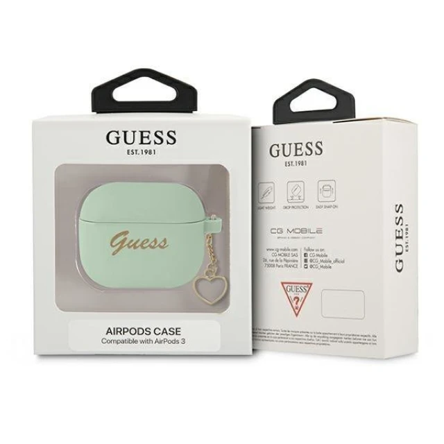 Чохол для навушників Guess Silicone Charm Heart для AirPods 3 Green (GUA3LSCHSN)
