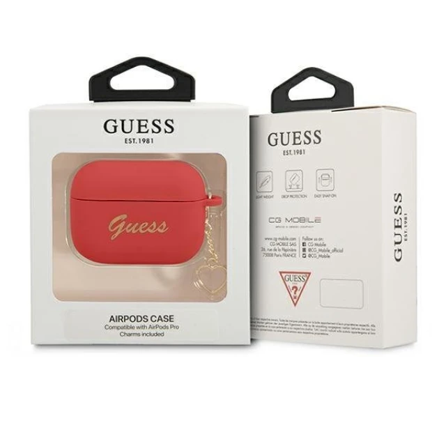 Чохол для навушників Guess Silicone Charm Heart Collection для AirPods Pro Red (GUAPLSCHSR)