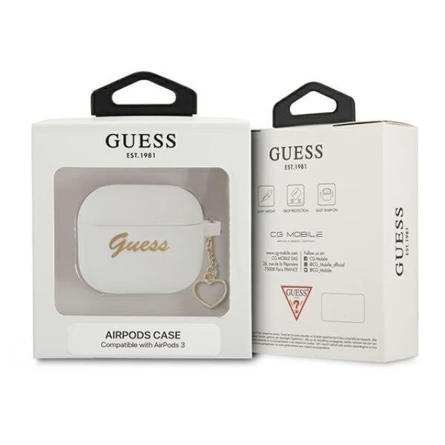 Чохол Guess Silicone Charm Collection для AirPods 3 White (GUA3LSCHSH)