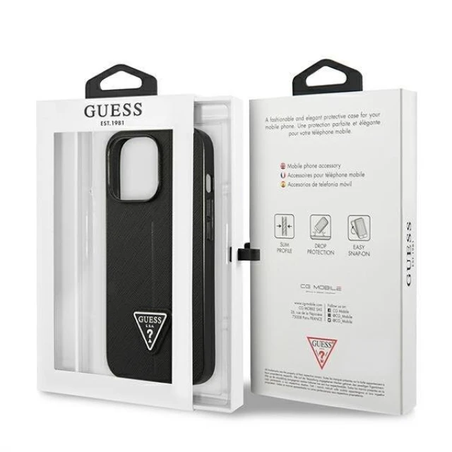 Чохол Guess Saffiano Triangle Logo для iPhone 13 Pro Black (GUHCP13LPSATLK)