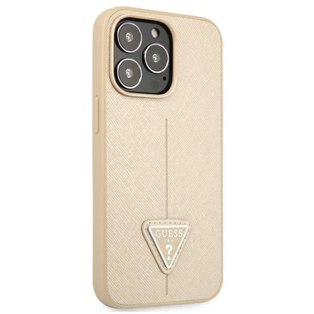 Чохол Guess Saffiano Triangle Logo для iPhone 13 Pro Beige (GUHCP13LPSATLE)