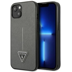 Чохол Guess SaffianoTriangle Logo для iPhone 13 Silver (GUHCP13MPSATLG)
