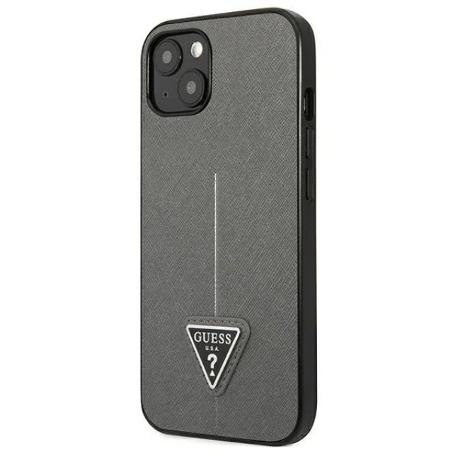 Чохол Guess SaffianoTriangle Logo для iPhone 13 Silver (GUHCP13MPSATLG)