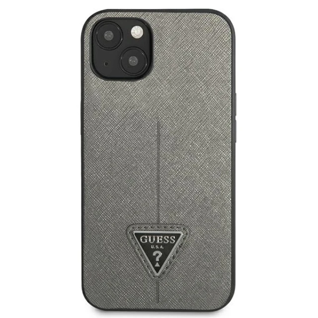 Чохол Guess SaffianoTriangle Logo для iPhone 13 Silver (GUHCP13MPSATLG)