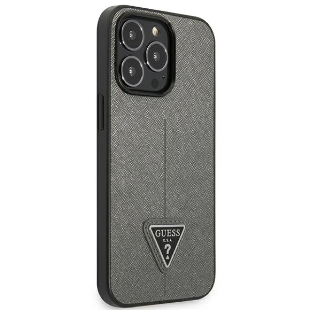 Чохол Guess Saffiano Triangle Logo для iPhone 13 Pro Silver (GUHCP13LPSATLG)