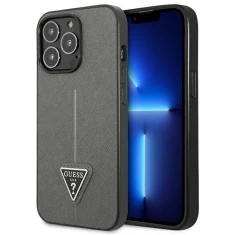 Чехол Guess Saffiano Triangle Logo для iPhone 13 Pro Max Silver (GUHCP13XPSATLG)