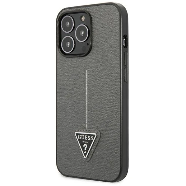 Чохол Guess Saffiano Triangle Logo для iPhone 13 Pro Max Silver (GUHCP13XPSATLG)