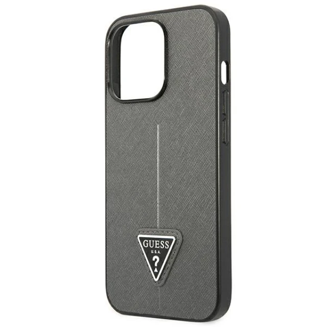 Чохол Guess Saffiano Triangle Logo для iPhone 13 Pro Max Silver (GUHCP13XPSATLG)