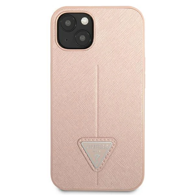 Чехол Guess Saffiano Triangle Logo для iPhone 13 mini Pink (GUHCP13SPSATLP)