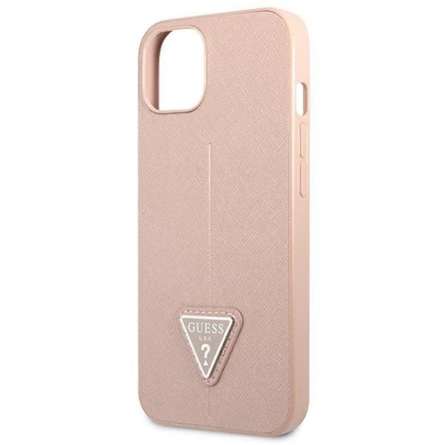Чехол Guess Saffiano Triangle Logo для iPhone 13 mini Pink (GUHCP13SPSATLP)