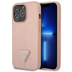 Чохол Guess Saffiano Triangle Logo для iPhone 13 Pro Pink (GUHCP13LPSATLP)
