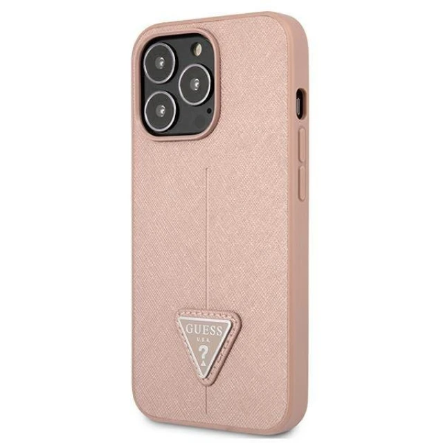 Чохол Guess Saffiano Triangle Logo для iPhone 13 Pro Pink (GUHCP13LPSATLP)