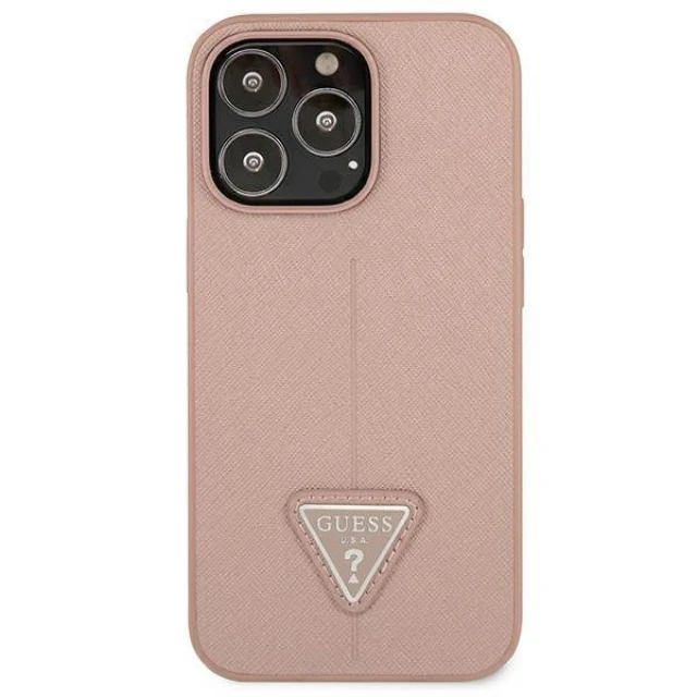 Чохол Guess Saffiano Triangle Logo для iPhone 13 Pro Pink (GUHCP13LPSATLP)