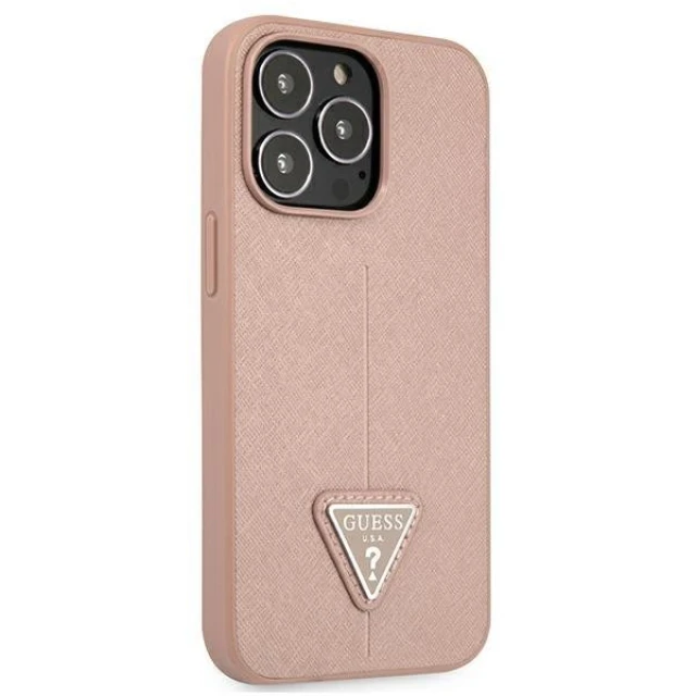 Чохол Guess Saffiano Triangle Logo для iPhone 13 Pro Pink (GUHCP13LPSATLP)
