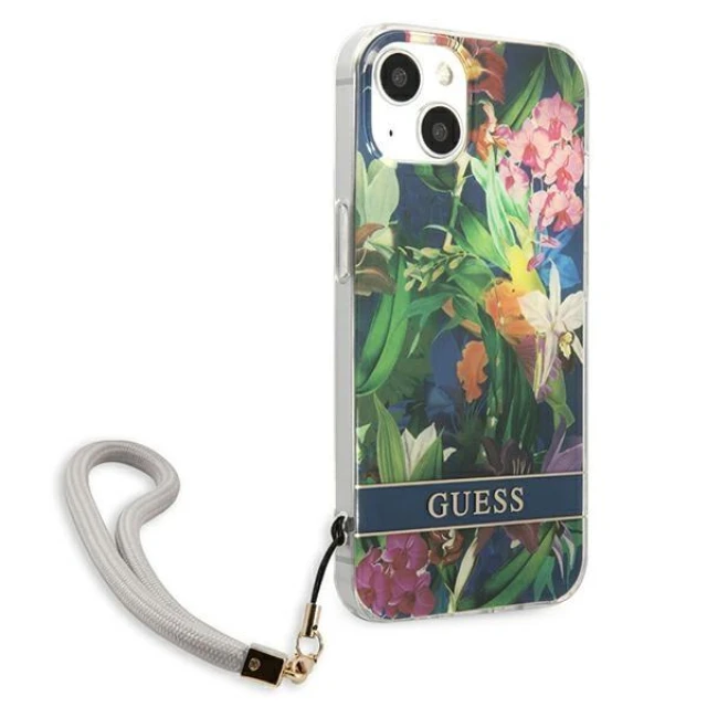 Чохол Guess Flower Strap для iPhone 13 mini Blue (GUHCP13SHFLSB)