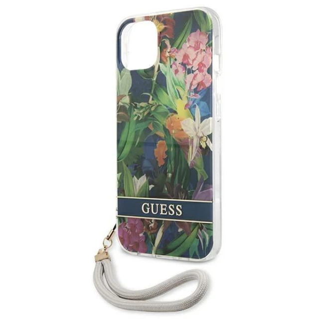 Чохол Guess Flower Strap для iPhone 13 mini Blue (GUHCP13SHFLSB)