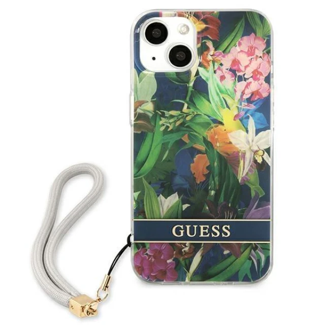 Чохол Guess Flower Strap для iPhone 13 Blue (GUHCP13MHFLSB)