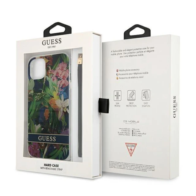Чохол Guess Flower Strap для iPhone 13 Blue (GUHCP13MHFLSB)
