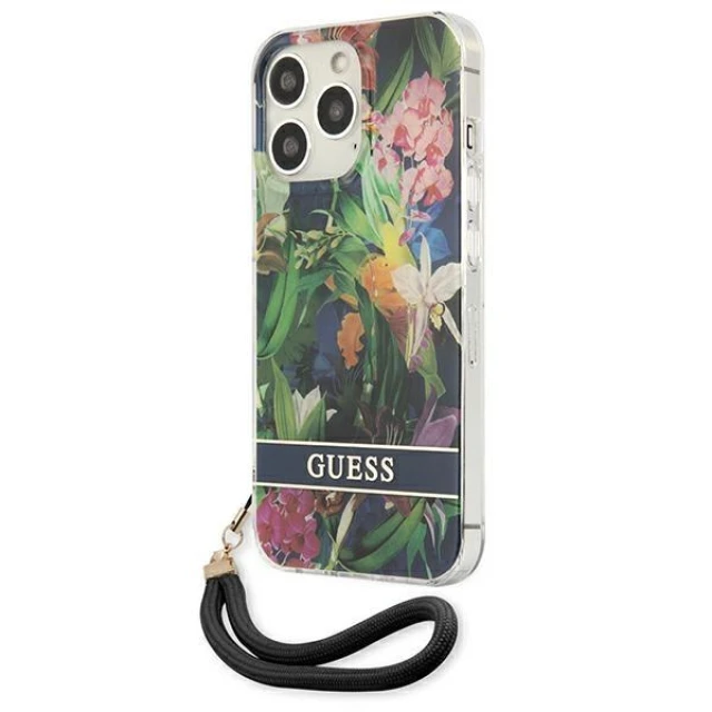 Чохол Guess Flower Strap для iPhone 13 Pro Blue (GUHCP13LHFLSB)