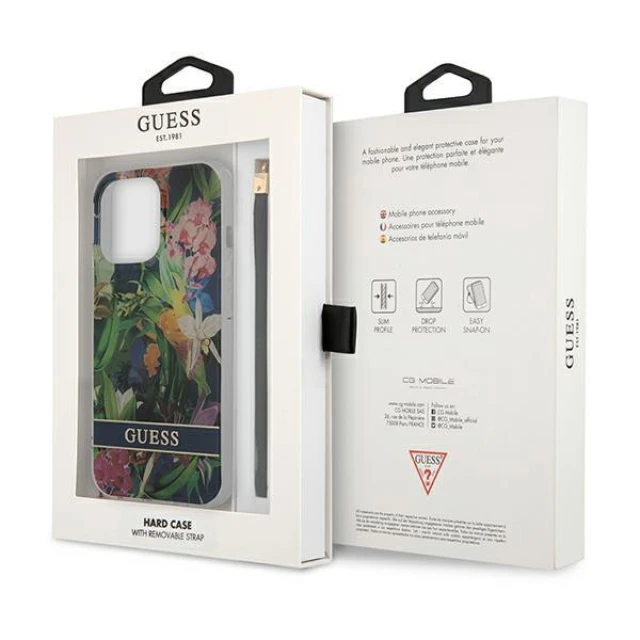 Чохол Guess Flower Strap для iPhone 13 Pro Blue (GUHCP13LHFLSB)