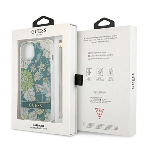 Чохол Guess Flower Strap для iPhone 13 mini Green (GUHCP13SHFLSN)