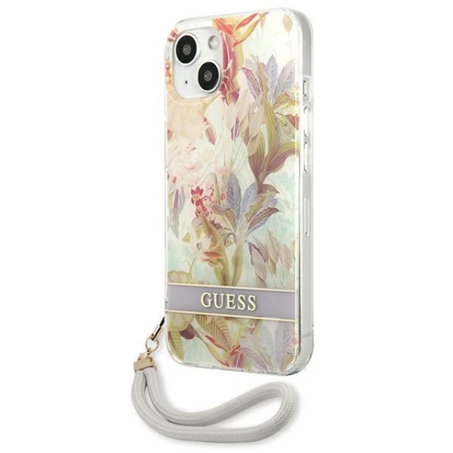 Чохол Guess Flower Strap для iPhone 13 mini Purple (GUHCP13SHFLSU)