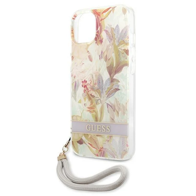 Чохол Guess Flower Strap для iPhone 13 mini Purple (GUHCP13SHFLSU)