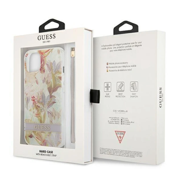 Чохол Guess Flower Strap для iPhone 13 mini Purple (GUHCP13SHFLSU)