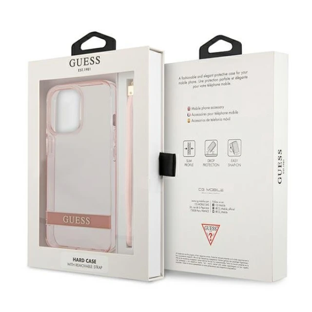 Чохол Guess Translucent Strap для iPhone 13 Pro Max Pink (GUHCP13XHTSGSP)