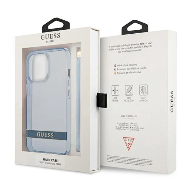 Чохол Guess Translucent Stap для iPhone 13 Pro Blue (GUHCP13LHTSGSB)
