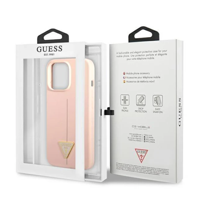 Чохол Guess Silicone Triangle для iPhone 13 Pro Pink (GUHCP13LSLTGP)