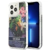 Чохол Guess Flower Liquid Glitter для iPhone 13 Pro Max Blue (GUHCP13XLFLSB)