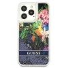 Чохол Guess Flower Liquid Glitter для iPhone 13 Pro Max Blue (GUHCP13XLFLSB)