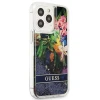 Чохол Guess Flower Liquid Glitter для iPhone 13 Pro Max Blue (GUHCP13XLFLSB)