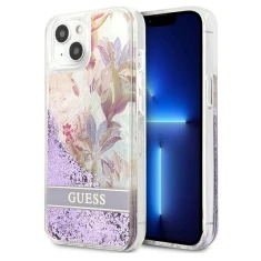 Чехол Guess Flower Liquid Glitter для iPhone 13 mini Purple (GUHCP13SLFLSU)