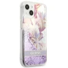 Чохол Guess Flower Liquid Glitter для iPhone 13 mini Purple (GUHCP13SLFLSU)