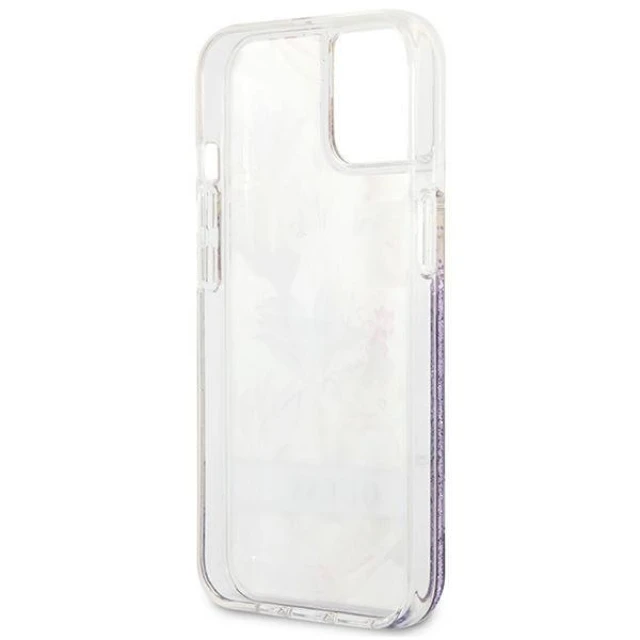 Чохол Guess Flower Liquid Glitter для iPhone 13 mini Purple (GUHCP13SLFLSU)