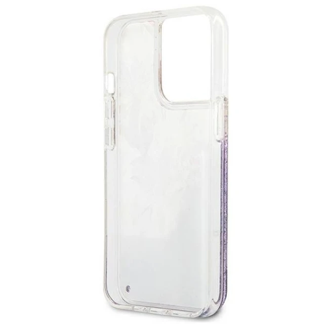 Чохол Guess Flower Liquid Glitter для iPhone 13 Pro Purple (GUHCP13LLFLSU)